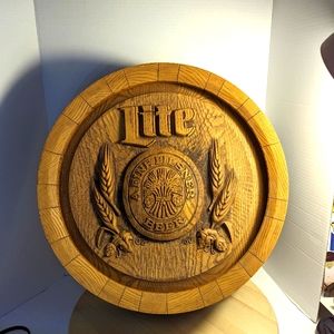 Vintage Miller Lite Barrel Top Wall Sign